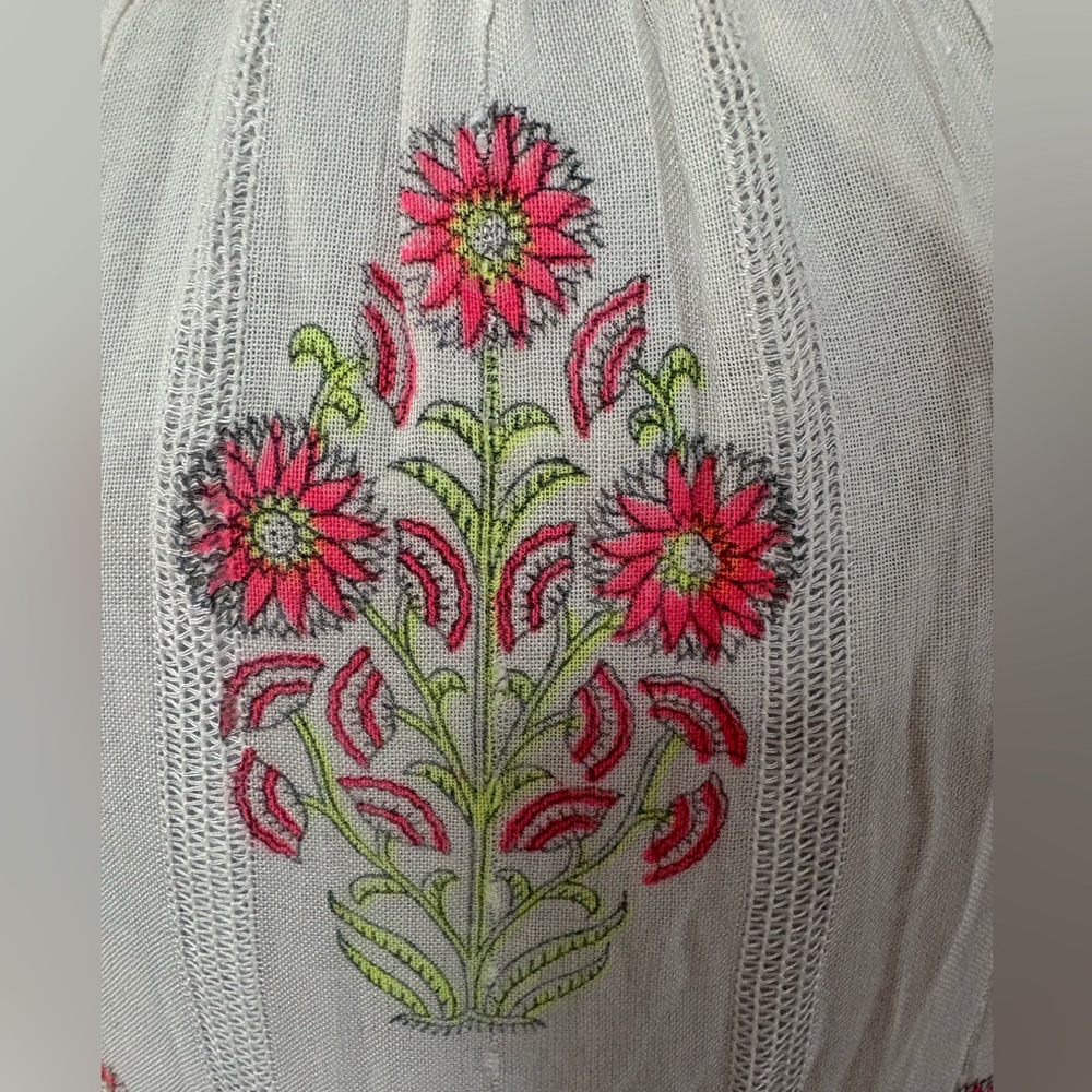 Oliphant Cream Dress with Pink Floral Details - Picture 8 of 13